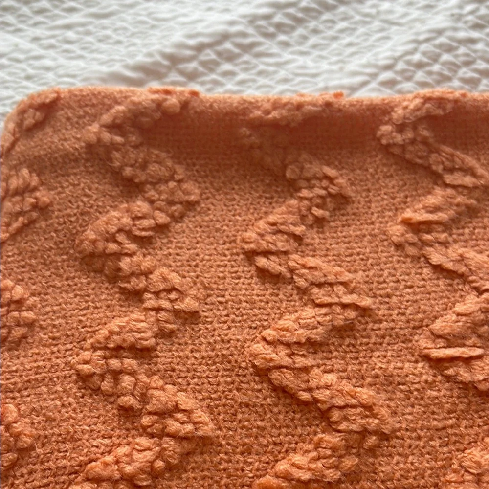 Orange Knit 50x60 Throw with Fringe